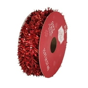 Holiday Time Christmas Mini Red Metallic Tinsel Trim/Ribbon, Polyester/PET, 5 Yards