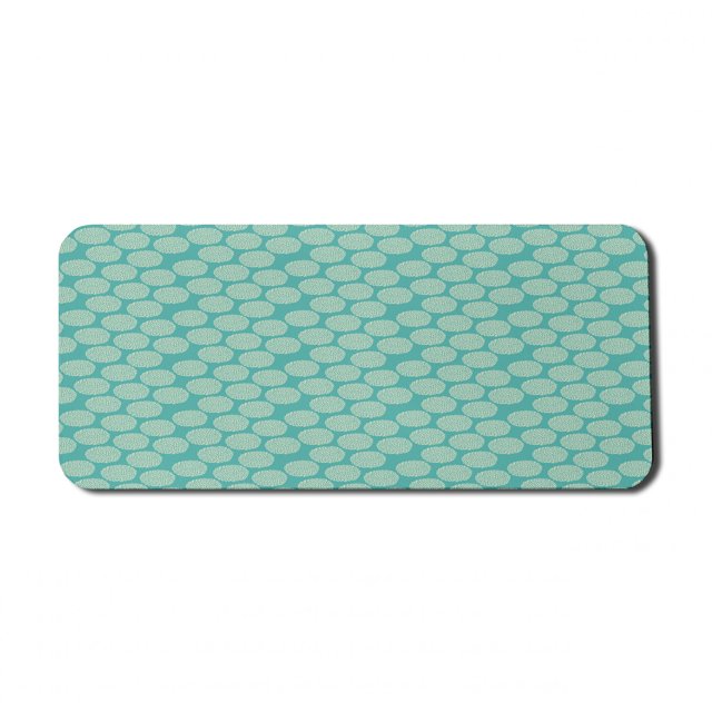 Floral Computer Mouse Pad, Abstract Motifs Inspired by Rural Woodland Nature Modern Foliage Design, Rectangle Non-Slip Rubber Mousepad X-Large, 35" x 15", Turquoise and Cream, by Ambesonne