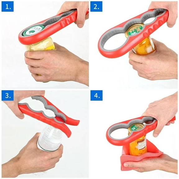 Multi Function 4 In 1 Bottle Can Jar Opener Kitchen Grip Soda Lid Twist Off Tool