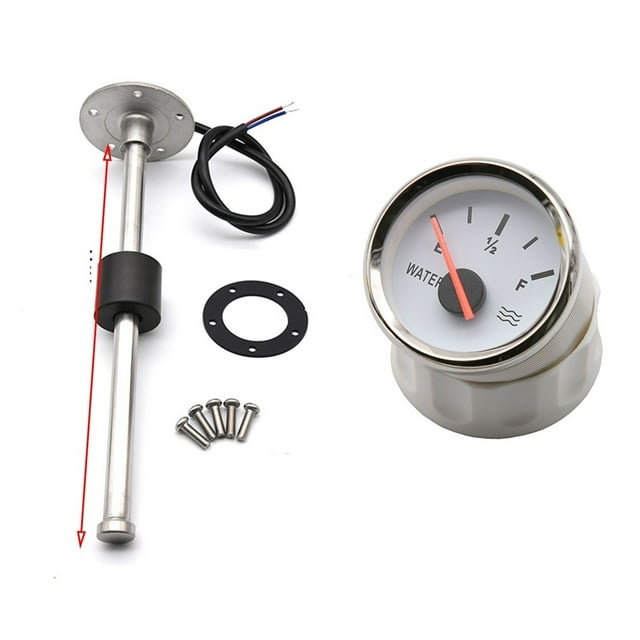 52MM Gauge Water Level Gauge Red Light 0-190Ohm Water Tank Level Indicator Meter With Fuel Water Level Sensor ,Easy to Install