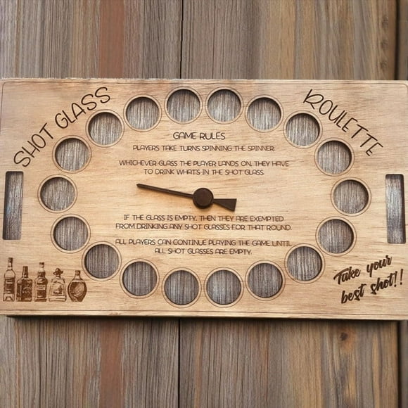 Wooden Party Drinking Game Tray - Portable Bar Accessory for Parties, Restaurants, and Nightclubs - Includes Game Board, Baseball Chassis, Player Staples, and Scoring Hooks - Perfect Halloween