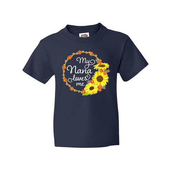 Inktastic My Nana Loves Me with Sunflower Wreath Youth T-Shirt