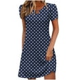 thumbnail image 2 of Women's Casual A-Line Dresses with Pockets, Summer Floral T-Shirt Dress Short Sleeve Mini Dress, Flowy Sundresses with Hollow Neckline Design, Limited Time Off, 2 of 5