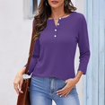 thumbnail image 2 of XuJwPNcy Womens Long Sleeve Tops Casual Solid Color Button up Shirts Workout V Neck Tunic Blouse Trendy Fall Shirts, 2 of 5