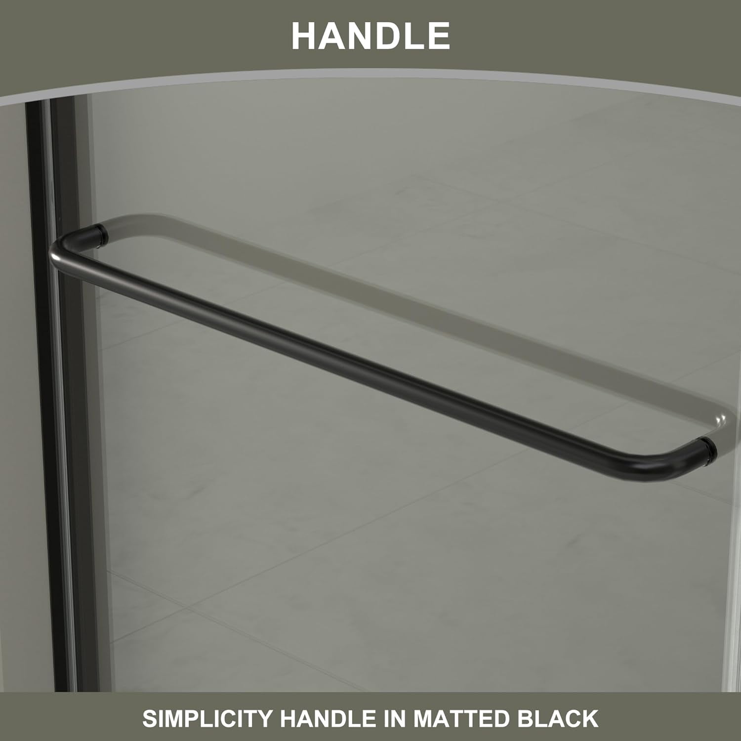 44-48" W x 72" H Semi-Frameless Sliding Glass Shower Door,  Matte Black Finish Shower Door with 1/4'' (6mm) Clear SGCC Tempered Glass