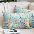 thumbnail image 2 of Ocean Starfish Seaweed Throw Pillow Covers, Summer Coastal Beach Shell Coral Teal Soft Breathable Pillow Cases with Invisible Zipper, Small Pillowcases for Couch Bed Sofa Chair 16x24 Inches, 2 of 9