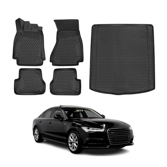 Custom Floor Mats & Cargo Liners for Audi A6 S6 2012-2018 Sedan Black 5 Pcs