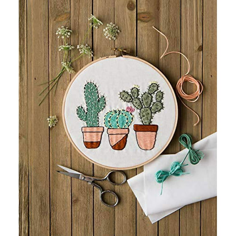 Creative Embroidery Kit Cactus Flowers, Easy Embroidery Kits for Beginners,  Printed Fabric Embroidery, Hand Embroidery Kit : : Home
