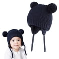 thumbnail image 2 of Toddler Boys Girls Kids Baby Hat Soft Warm Cable Knit Beanie Fall Winter Hats 6-12 Months 12-24 Months 2T 3T 4T 5T 6T 7T 8T 9T Children(Navy,2-3 Years), 2 of 8