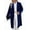 Blue, variant on Women'S Solid Color Long Sleeve Velvet Jacket Open Front Casual Suit Cardigan Mid-Length Coat Black S
