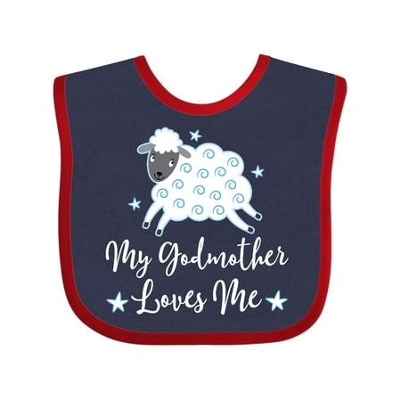 

Inktastic Godmother Loves Me Boys Christian Lamb Gift Baby Boy or Baby Girl Bib