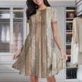 thumbnail image 2 of Wood Grain Grey White Women's Classic Swing Skater Dress Casual Work Party Cocktail Dresses, 2 of 6
