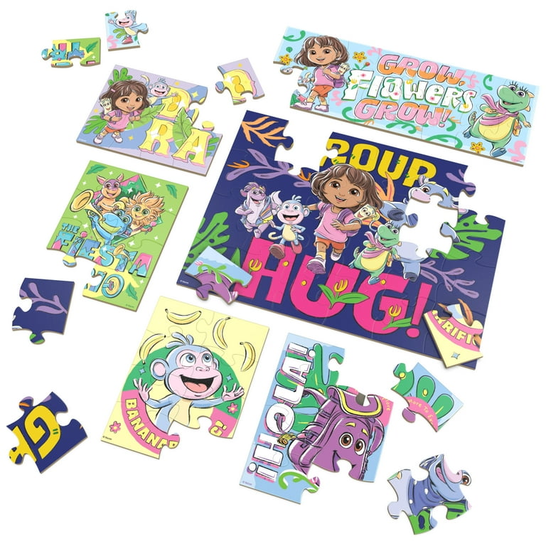 Spin Master Games, Dora 6-Pack of Wooden Jigsaw Puzzles, for Ages