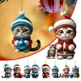thumbnail image 3 of Vikakiooze Christmas Cat Ornaments for Christmas Tree, 2D Flat Christmas Cute Kitty Car Pendant Backpack Pendant Christmas Home Decoration, Holiday Gifts, 3 of 4