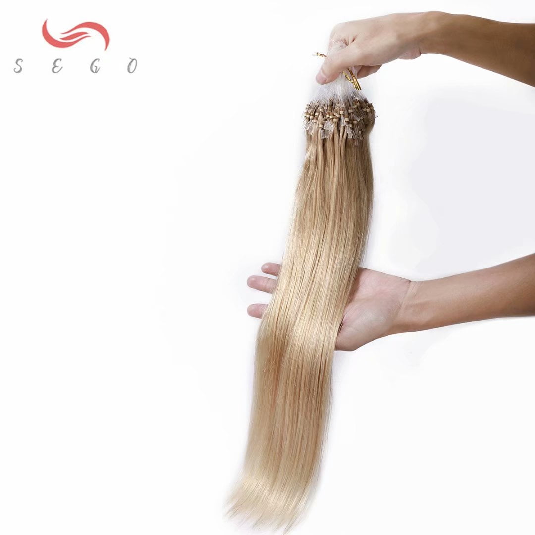 SEGO Micro Loop Real Thick Human Hair Extensions 50 Strands Invisible Micro Ring Beads Remy Thick Hair