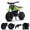 Green, variant on 49CC dirt bike, 2-stroke mini bike features wide off-road tires, a disc brake, a sturdy carbon steel frame, a pull-start engine, and comes with a toolkit and manual.