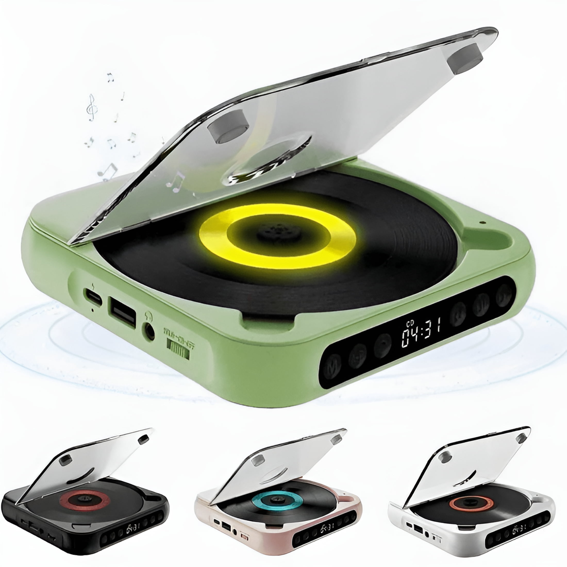 GJX 2026 New Retro Wireless Cd Player with Bluetooth Speaker | Portable Rechargeable Boombox for Car,Travel and Home | Anti-Shock,Play Cds/Usb/Sd/Fm Radio,Long Battery Life