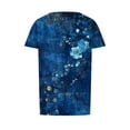 thumbnail image 6 of Loose Summer Tops for Women Oversized Short Sleeve Floral Shirt Trendy Casual Pullover, Blue, XL, 6 of 7