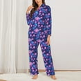 thumbnail image 2 of Yiaed Blue Skull Rose Print Pajamas Women's Long Sleeve Sleepwear Soft Button Down Loungewear Pjs Lounge Set Nightwear Womens Pajama Pants-Medium, 2 of 7
