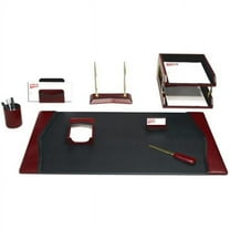 Dacasso D7020 Burgundy Leather 10-Piece Desk Set