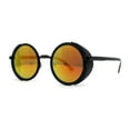 thumbnail image 2 of Mens Vintage Style Biker Side Wind Breaker Round Circle Lens Sunglasses Black Orange Mirror, 2 of 4
