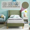 thumbnail image 5 of Zanmintaobo Twin Corduroy Platform Bed Frame with 42.5" Upholstered Wingback Headboard, Metal & Wood Slats,No Box Spring Needed,Turtle Green, 5 of 8