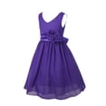 thumbnail image 3 of Lejafay Flower Girl Double V Neck Dress Pageant Princess Bridesmaid Prom Gown Purple 4, 3 of 7