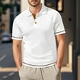 thumbnail image 2 of Polo Shirts for Men Summer Mesh Ice Silk Solid Color Short Sleeve Button Lapel Breathable Tops Lightweight Mens T Shirts White XL, 2 of 5