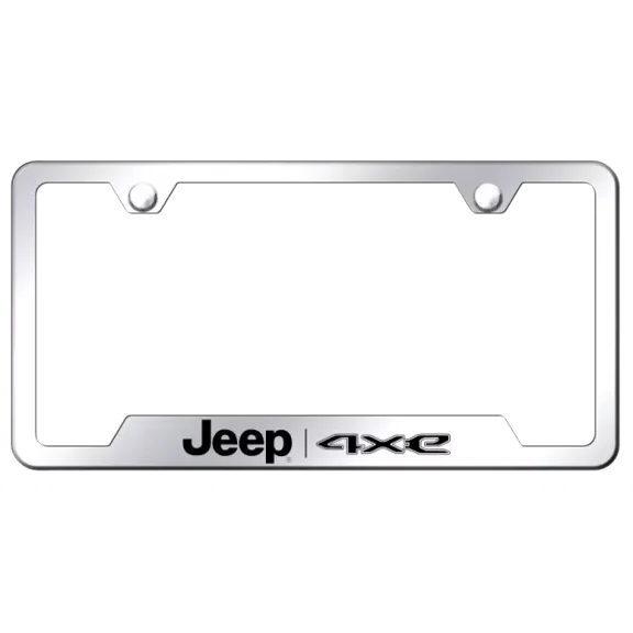 Jeep 4xe Mirrored Chrome Notched License Plate Frame Official Licensed