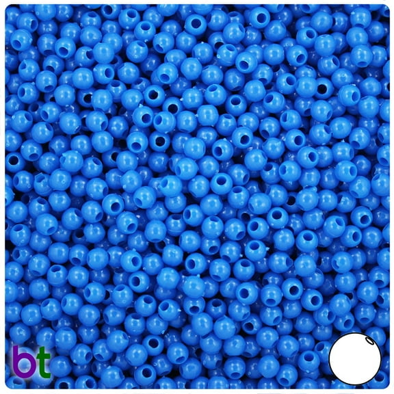 BeadTin True Blue Neon Bright 4mm Round Plastic Beads (1000pcs)