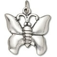 thumbnail image 1 of Sterling Silver 18" 1mm Box Chain 3D Large Simple Butterfly Pendant Necklace, 1 of 2