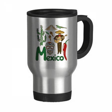 

Mexico National symbol Landmark Pattern Travel Mug Flip Lid Stainless Steel Cup Car Tumbler Thermos