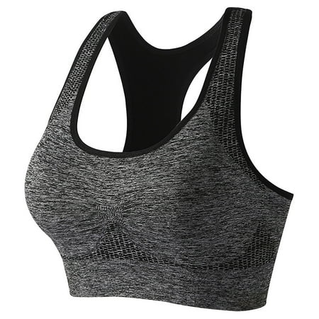 Elainilye Fashion Wireless Bras For Women Sports Bra Fitness Running Shockproof Yoga Tank Top Wirefree Comfort Training Bra Gray