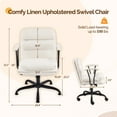 thumbnail image 4 of Ktaxon Office Chair with Armrests, Linen Fabric Desk Chair with Wheels, Swivel Task Chair for Study Room or Dressing Vanity Area White, 4 of 8