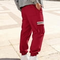 thumbnail image 5 of LMOIPLI Men's Fleece Sweatpants Casual Loose Fit Cargo Pants Elastic Waist Lounge Pants Tapered Joggers with Pockets Red L, 5 of 9