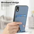 thumbnail image 6 of Case for iPhone XR with Hidden Kickstand, Carbon Fiber Texture Wallet Case with Card Holder for iPhone XR Magnetic Car Mount Shockproof Military Grade Protection Cover, Blue, 6 of 10