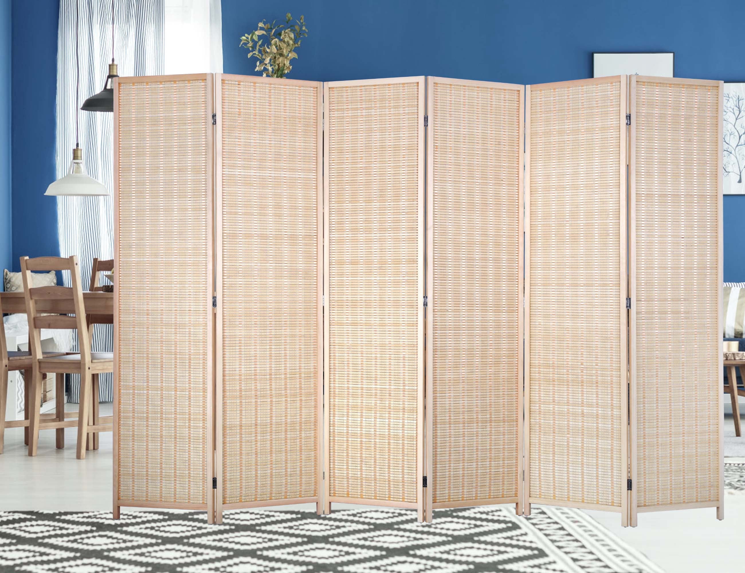 CL.HPAHKL Bamboo Room Divider 6 Panel Folding Privacy Screen Freestanding Wall Divider 6 ft Tall Room Partitions and Dividers for Home Bedroom Living Room, Natural