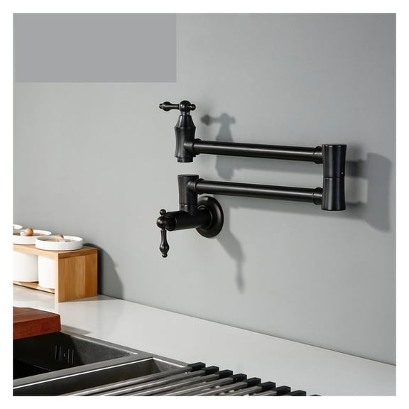 Stainless Brass Black Wall Mounted Pot Filler Faucet Swivel Folding Retractable Rotary Stretch Sink Tap Kitchen Faucet