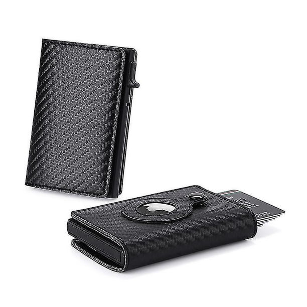 Portefeuille en cuir véritable mince pour Airtag avec support de carte,  blocage rfid, portefeuille de poche avant avec support de boîtier intégré  pour Airtag