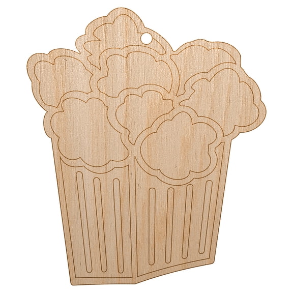 Popcorn Doodle Wood Holiday Christmas Tree Ornament Unfinished DIY Pre-Drilled Craft