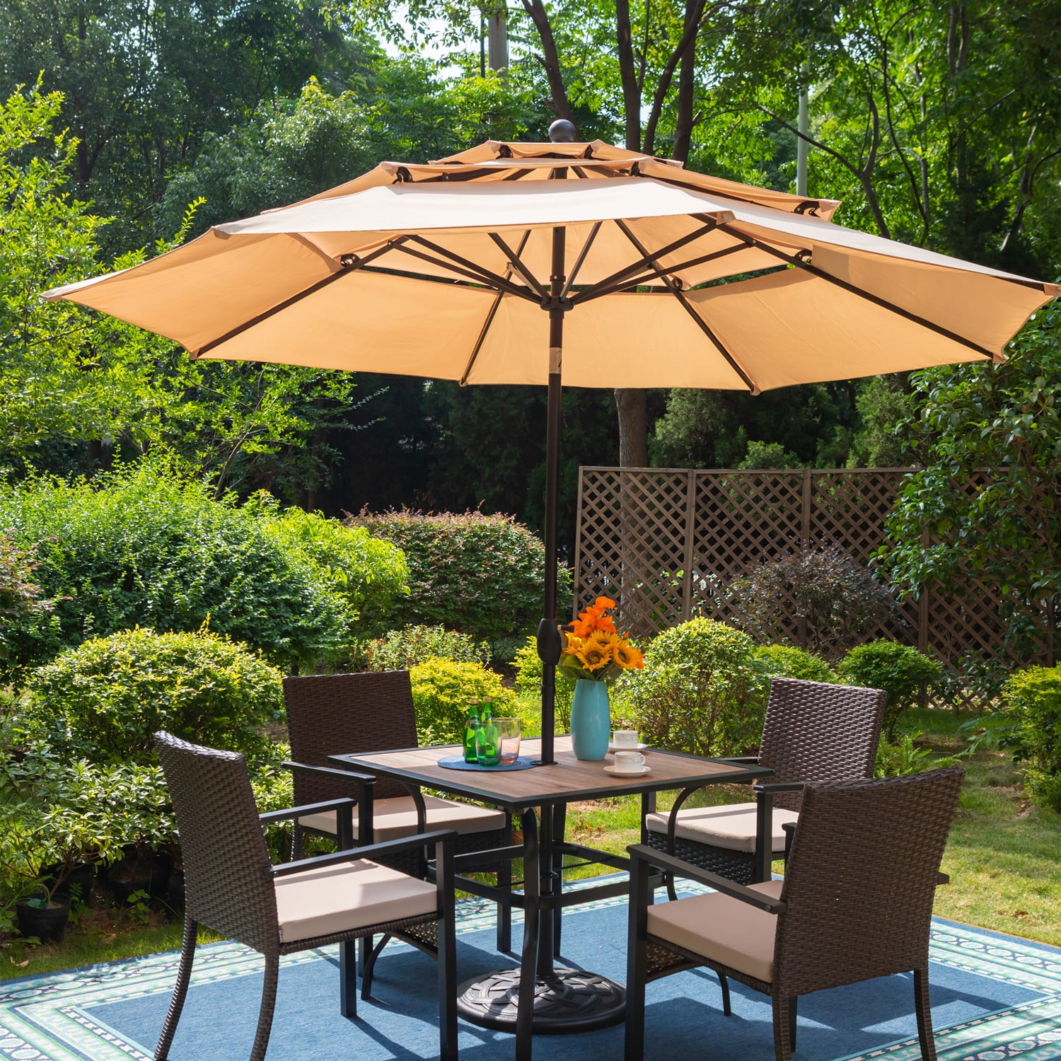 MF Studio 10ft Patio Umbrella 3 Tier Vented Outdoor Market Table ...