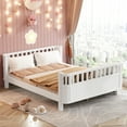 thumbnail image 2 of Euroco Wood Full Size Platform Bed, Low Profile Bed with Rails for Kids and Toddlers, White, 2 of 11