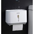 thumbnail image 3 of Portarrollos de papel higiénico de pared, con estante de almacenamiento, autoadhesivo sin perforación: instalaciones de baño con cubierta impermeable y antipolvo (gris), 3 of 5