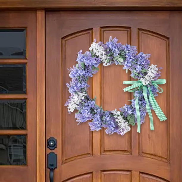 Simulación de guirnalda de lavanda, flores artificiales, decoración, regalos de Navidad, colgante Púrpura claro Colcomx Guirnalda de puerta de simulación
