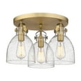thumbnail image 3 of Innovations Lighting  Newton Bell - 3 Light 7" Flush Mount Brushed Brass/Seedy, 3 of 5
