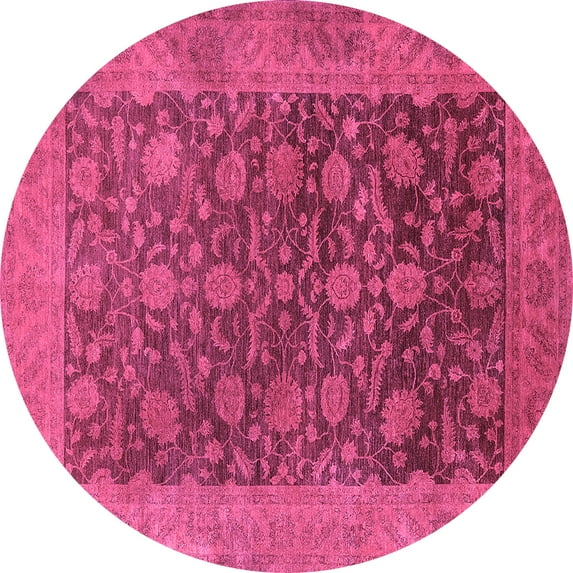 Ahgly Company Indoor Round Oriental Purple Industrial Area Rugs, 4' Round