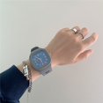 thumbnail image 1 of Reloj cuadrado de cuarzo estilo universitario para mujer, reloj electrónico con unicornio para estudiantes, 1 of 5
