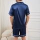 thumbnail image 2 of Conjunto de pijama de manga corta de satén para hombre, ropa de dormir de verano para hombre, camisa con botones y pantalones cortos de cintura elástica, pijamas, ropa para el hogar de 2 piezas, 2 of 5