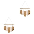 thumbnail image 1 of Cateissary Leaf Boho Tapestry Handmade Knitting Tassels Hanging  Wall Macrame Decor Room beige y amarillo 2piezas, 1 of 6