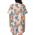 thumbnail image 6 of Fuzoiu Tropical Plants Print Women's Short-Sleeved Pajama Set,Lounge Sleepwear Set,Womens Pajama Sets 2 Piece,Button-Up Top and Shorts with Pockets-X-Large, 6 of 7